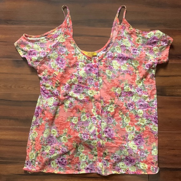 Floral cold shoulder top - Picture 1 of 4